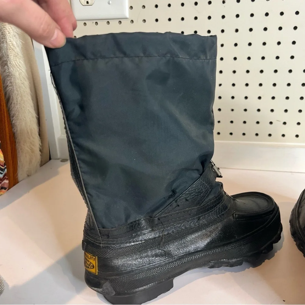 Vintage 70's Snow Winter Duck Boots Heavy Duty Zip Buckle